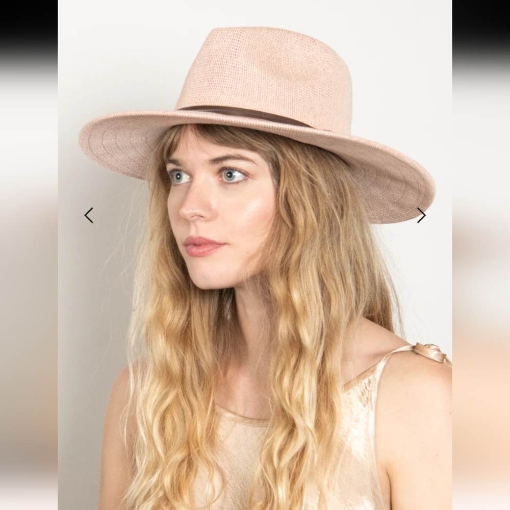 Hudson Pink Panama Mesh Wide-Brim Hat